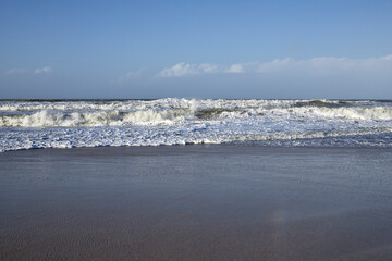 Waves of the North Sea on the beach