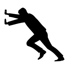 Man pushing or holding pose silhouette. Vector illustration