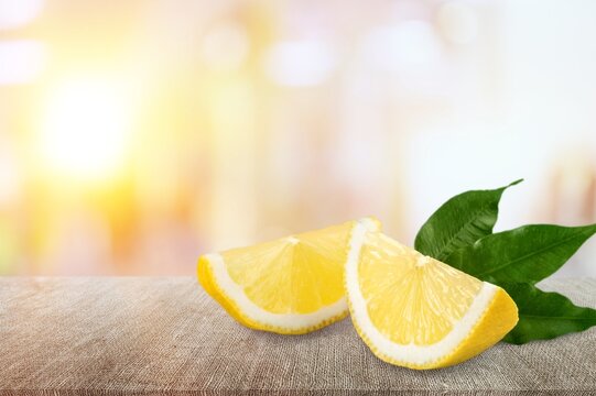 Fresh ripe yellow juicy lemon fruit
