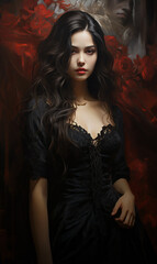 Regal Enigma in Crimson Shadows. Generative AI
