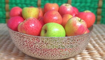 Fresh organic fruit bowl, a healthy and sweet summer snack generated by AI