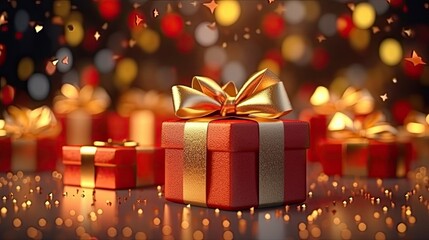 pile of Christmas gifts with festive decorations