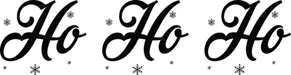Ho Ho Ho Christmas black sign with snowflakes.  - obrazy, fototapety, plakaty