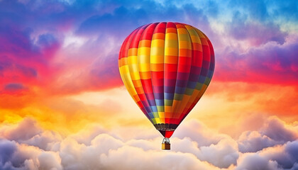 Naklejka premium Summer adventure Hot air balloon levitates mid air over mountain landscape generated by AI