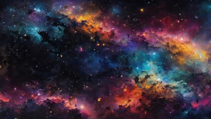 Fototapeta premium Abstract colorful illustration of space, cosmic clouds. interstelar landscape. Oil on canvas 