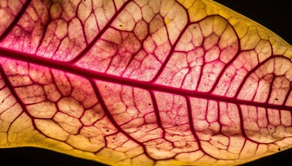 Fototapeta premium Vibrant leaf veins showcase nature beauty in close up macro pattern generated by AI