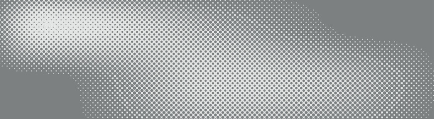 Halftone faded gradient texture. Grunge halftone grit background. White and black sand noise wallpaper. Abstract halftone gray dots gradient on white background, Curved twisted slanting design