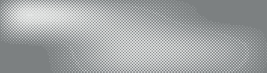 Fototapeta premium Halftone faded gradient texture. Grunge halftone grit background. White and black sand noise wallpaper. Abstract halftone gray dots gradient on white background, Curved twisted slanting design