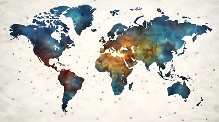 Foto op Plexiglas Education and Intelligence Collage with World Travel Theme, Light, World Map, Globe, © Konrad
