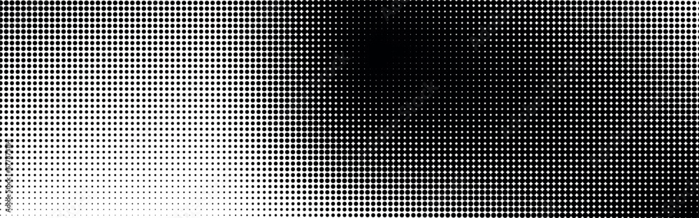 Aufkleber Flowing dots particles wave pattern halftone black gradient curve shape isolated on white background. A wave of black dots on a white background