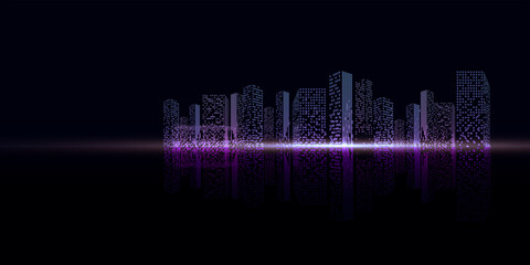 city dark night vector background.