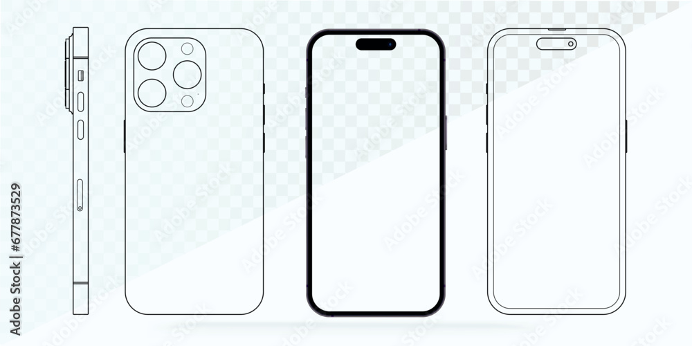 Poster smartphone outline simple modern design. smartphone template and mobile phone outline isolated on wh