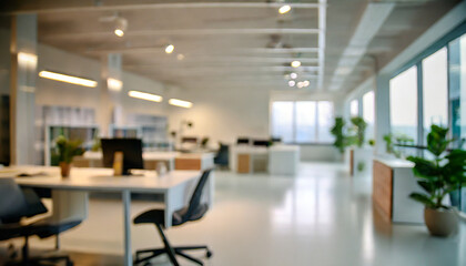 beautiful blurred background of a light modern office interior with and beautiful lighting