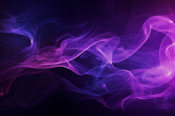 Fototapeta premium Abstract background of neon purple pink smoke on minimal dark background. Mystery atmosphere
