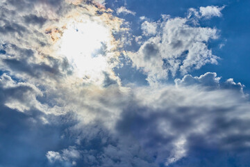 clouds in the blue sky in summer over the black sea beach