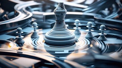 A chess piece surrounded by other pieces, AI