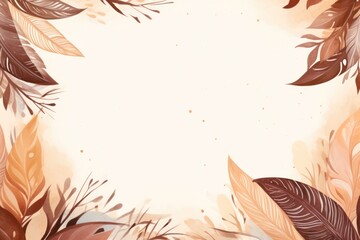 A Boho Background with leaves, Copyspace