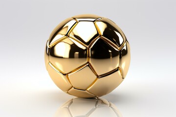 3D metallic football on a white backdrop. Generative AI