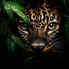 Ojos de Leopardo detrás de un arbusto