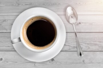 Tasty fresh aroma cup of coffee