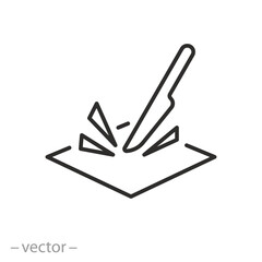 anti scratch surface icon, damage resistant, thin line symbol - vector illustration - obrazy, fototapety, plakaty