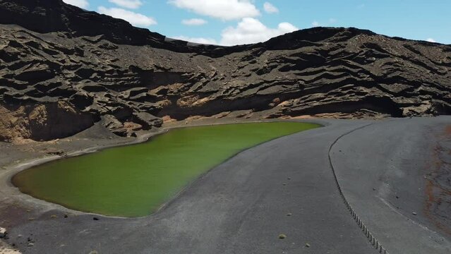 The Green Lagoon Lake in Lanzarote, Canary Islands, El Golfo, Charco de los Clicos, Montana del Golfo, Lago Verde