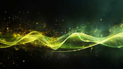 green and yellow energy wave concept art, background or wallpaper, waves and spirals art - obrazy, fototapety, plakaty