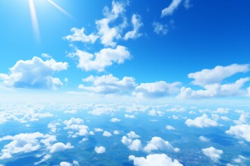 Awe-Inspiring Aerial Shot of Vast Expanse of Blue Sky with Fluffy Cumulus Clouds