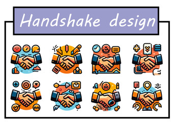 Set of illustrations of hands shaking