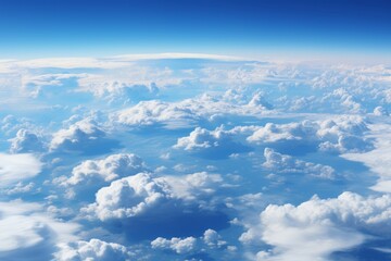 Vibrant Aerial View of Blue Sky with Fluffy Clouds - Captivating Nature Photography