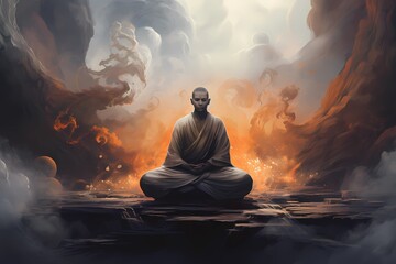 buddha in the lotus position - obrazy, fototapety, plakaty