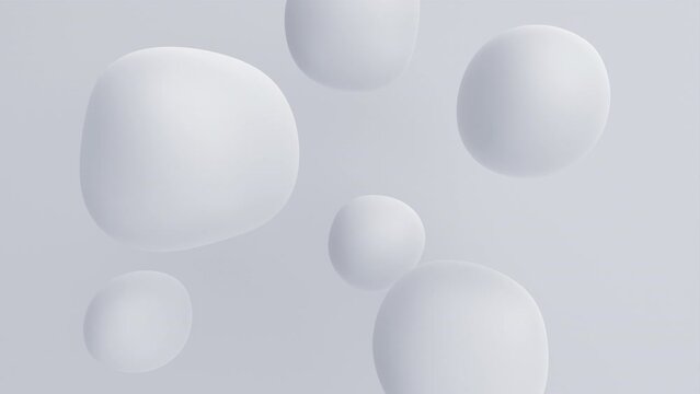 Abstract 3d render, animation of white bubbles, 4k seamless looped video