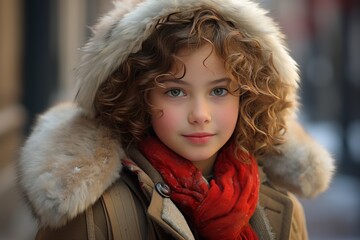 Winter Wonderland. Joyful girl radiates warmth in trendy and comfortable winter attire