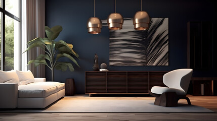 Modern Living Room Background. Contemporary Interior Design.