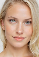 Naklejka premium Happy Swedish woman face smiling to camera 