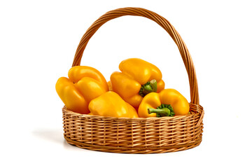 Yellow Bell pepper, isolated on white background.