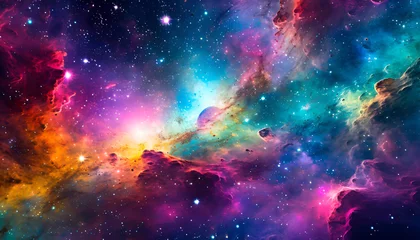 Papier Peint photo Lavable Univers abstract cosmic space galaxy colorful texture pc desktop wallpaper background ai generated