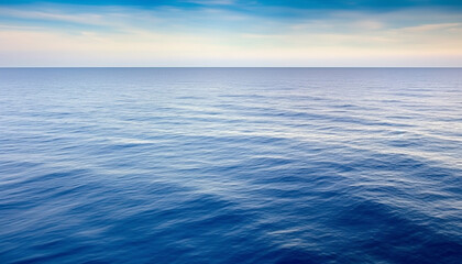 Obraz premium Smooth water surface reflects tranquil sunset, an idyllic seascape backdrop generated by AI