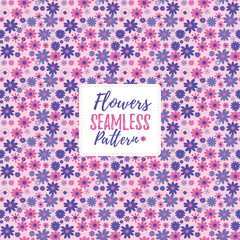Seamless pattern of pink and violet modern flowers Design Collection