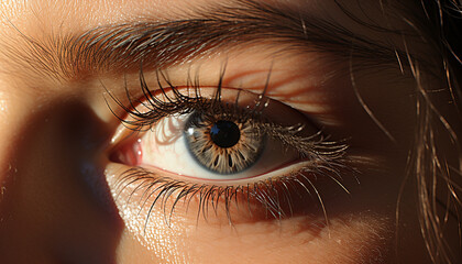 Close up of a woman eye, looking at the camera with beauty generated by AI