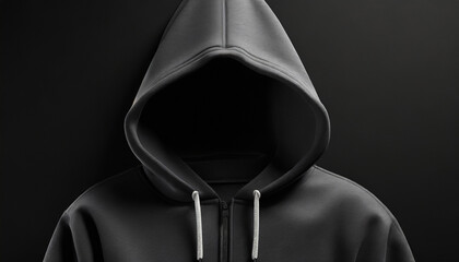 black hoodie with copy space on black background hoodie mockup illustration ai generative