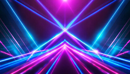 abstract neon lights background abstract background with laser rays and glowing lines purple and blue color ai generated