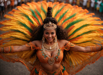 Folia Encantadora: Uma Bela Morena Fantasiada Brilha no Carnaval