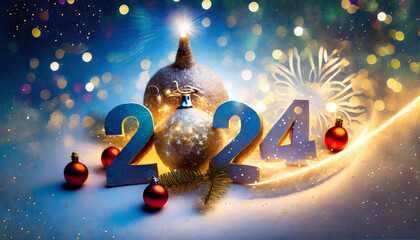 art christmas or 2024 new year s party invite greeting card or banner design - Powered by Adobe