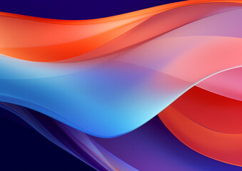 Elegant wavy formations of ribbons in a surreal 3D, Blue and purple gradient background, Colorful abstract. Iridescent Harmony: Abstract Wavy Multi-Colored. Website template concept