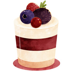 Png hand draw of mix fruit shortcake trifles