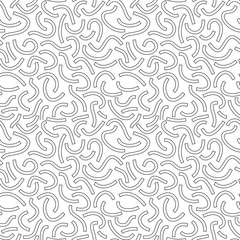 Monochrome geometric seamless pattern. Black outline curved lines