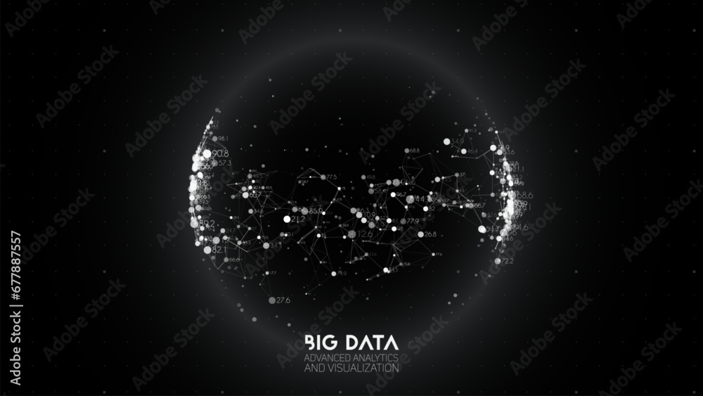 Poster Big data visualization. Futuristic infographic. Information aesthetic design. Visual data complexity. Complex data threads graphic visualization. Abstract data graph.