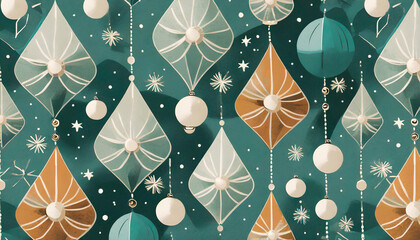Abstract Christmas Ornament Snowflake Pattern - obrazy, fototapety, plakaty