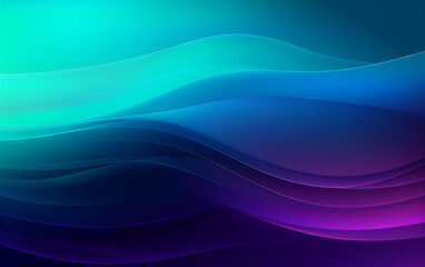 Fototapeta premium Elegant wavy formations of ribbons in a surreal 3D, Blue and purple gradient background, Colorful abstract. Iridescent Harmony: Abstract Wavy Multi-Colored. Website template concept